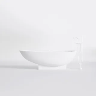 Steinberg Serie 490 Freistehende Badewanne, rund, mit Überlauf, inkl. Ablaufgarnitur, Ablaufschlauch 4908400W