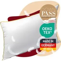 EVAN BROWNS 3-Kammer-Kopfkissen Daunen & Federn - Kopfkissen 40x80, 80x80 - Hergestellt in Deutschland, Füllung: 90% Daunen, 10% Federn, Hergestellt in Deutschland, für Allergiker geeignet