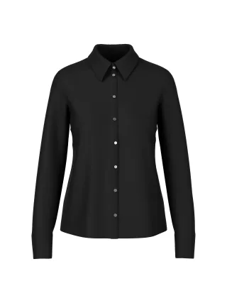 Marc Cain Collections - Hemdbluse aus Baumwollstretch black - Gr. - 40