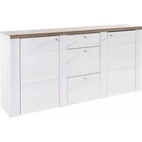 OTTO home Sideboard Larona, zeitlose Kommode mit 2 Türen, 3 Schubkästen, Türkommode, Höhe 84 cm, viel Stauraum, Anrichte mit dekorativer Rahmenoptik