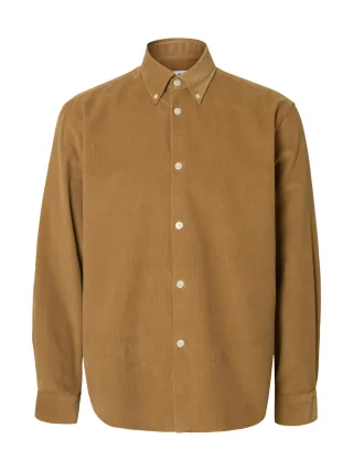 selected men - SLMREGCOLE DANNI CORD BD LS SHIRT NOOS Kelp - Gr. - M