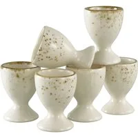CreaTable Eierbecher Nature Collection Creme, 6-tlg., (Set, 6-tlg), Naturverbundenes Design, Einzigartige Oberfläche