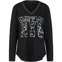 Doris Streich Langarmshirt mit Spitze und Motivprint