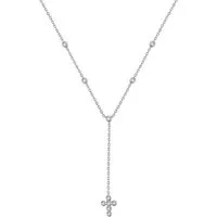 Hey Happiness Kreuzkette Lariat mit Anhänger, Elegante Y Kette aus 925 Silber für Damen