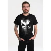 LOGOSHIRT T-Shirt Marvel - Punisher Striped Skull mit coolem Print