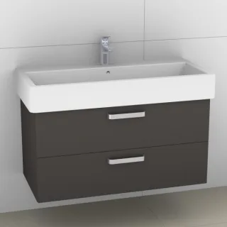 Artiqua 411 Waschtischunterschrank für Vero 045410 mit 1 Armaturbohrung Stahlgrau, 411-WU2L-D20-7142 411-WU2L-D20-7142-88