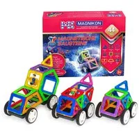 MAGNIKON Magnetspiel Bauklötze Das Rennen mit Rädern, 17 Teile Magnetspielbausteine, (Magnetische Bausteine, 44 St., Verstärkte Magnete), robuster Kunststof