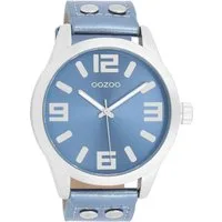 OOZOO Quarzuhr Basic Line Uhr C1079 Lederband Metallic Blue 46 mm C1079