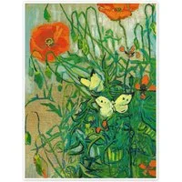 Posterlounge Wandbild Schmetterlinge auf Mohnblüten, Vincent van Gogh, erhältlich als Poster, Leinwandbild, Wandsticker oder Acrylglasbild