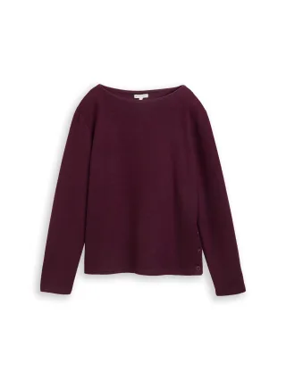 Tom Tailor - Soft-Touch Sweatshirt mit Knopf-Details dark red mélange - Gr. - XXL