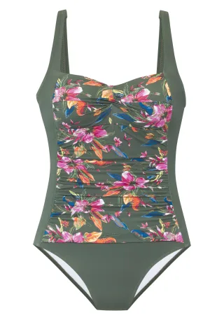 LASCANA - LASCANA Badeanzug oliv print - Gr. - 46C
