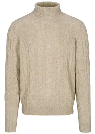 COMMANDER Finest Clothing - Rollkragen Pullover, uni irish cream mel. - Gr. - XL