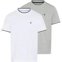 DELMAO Rundhalsshirt Neue Kollektion! (2er- Pack) Kurzarmshirt, klassischer Basic-Stil, normale Passform, unifarben