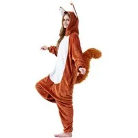 Corimori Partyanzug Onesie Ganzkörper Kostüm für Erwachsene, Eichhörnchen-Kostüm Damen Herren Karneval Tier-Kostüme Eichhörnchen,M