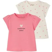 vertbaudet T-Shirt Baby T-Shirts mit Fantasie-Print, Mädchen BASIC 2er-Pack