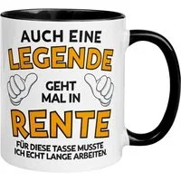 Momentals Tasse Rentner – „Auch eine Legende geht mal in Rente“ – Geschenk Rente Mann, Gratis Versand · Links-&Rechtshänder · Spülmaschinenfest