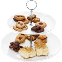 MamboCat Etagere ANNA Etagere Porzellan weiß 2-stöckig Ø27cm Servierplatten, Porzellan