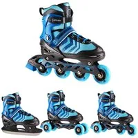 NILS EXTREME Inlineskates 4-IN-1 Inliner Schlittschuhe Rollschuhe wechselbare Kufen, Verstellbare Größe & verstellbare Rollen