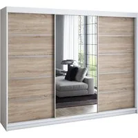 A&J MöbelLand GmbH Schiebetürenschrank VILUNO mit 4 Schubladen und Spiegel (nur für kurze Zeit! TOP ANGEBOT! Geräumiger Schrank mit einer Breite von 200 cm und Spiegel, ideal zur Aufbewahrung von Kleidung und Accessoires. 4 Schubladen und viel Staura