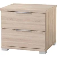 Schlafkontor Nachtkommode Smilla Nachttisch, Nachtkonsole mit Schubkästen, Korpus melaminbeschichtet, silberfarbige oder schwarze Griffe