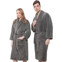 HAMMETEX Bademantel Bademantel unisex, ultraweicher & flauschiger Fleecemantel, Langform, Fleece, Schalkragen, Gürtel, ideal für Sauna & Spa, Hotelbademantel, Morgenmantel
