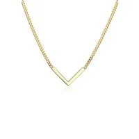Elli Premium Kette mit Anhänger V-Kette Geo Minimal 375 Gelbgold, Geo