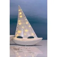 TIZIANO - DESIGN & EMOTIONS LED Dekoobjekt LED Deko Boot Andiamo cremeweiß – maritimes Licht Segelboot 26/30 cm, LED fest integriert