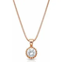 LÖB Kette mit Anhänger 18K Roségold Vergoldet Kette Zirkonia Stein Tropfen Anhänger Rund rosé (Geschenke für Frauen Damen Beste Freundin Mutter Mama Ehefrau Oma sie zum Geburtstag Schmuck Sommer, Inkl. Schmuckbox), Halskette Steinanhänger Solitär Str