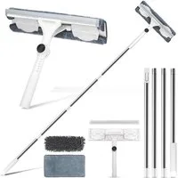 FOUORTUNATE-BEE Fensterreiniger Teleskop Fensterputzer Fensterabzieher Set Biegsamer Kopf, (2-in-1 Fenster Putzen Set mit Gummiwischerblatt)