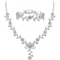 nsihing Schmuckset Hochzeits-Schmuckset für Damen: Halskette und Armband, funkelndes Strass-Schmuckset