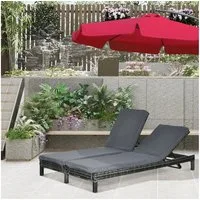 Outsunny Gartenliege Polyrattan Doppelliege, Polyrattan Doppelliege, 1 St., Polyrattan Doppelliege, Wasserdicht