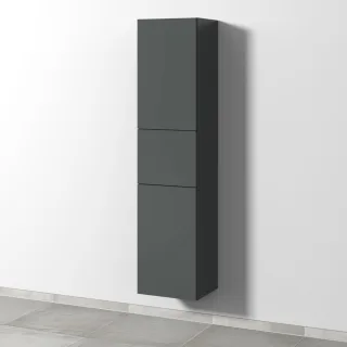 Sanipa 3way Hochschrank mit 2 Türen und 1 Auszug, Anthrazit-Matt SM10422