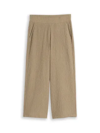 Tom Tailor - Crinkle Culotte Hose olive white structure - Gr. - 28