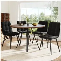 Flieks Essgruppe, (Sitzgruppe Set, Tischplatte 80cm Breite, 5-tlg., 1 Tisch mit 4 Stühlen), runder Esstisch mit 4 Stühlen Set Küchetisch Esszimmerstuhl Samt
