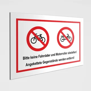 Bitte keine Fahrräder und Motorroller abstellen! Verbotenschild