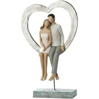 GILDE Dekofigur Figur - grau, weiß - Kunstharz - H. 26cm x T. 9cm x B. 16cm - Deko (1xFigur, 1 Stück), Geschenk Hochzeit - Liebe - Herzen - Pärchen - Herzsymbol - Verlobung