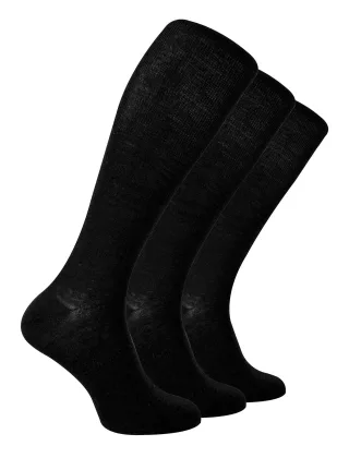 Steven - 3 Paar Multipack Herren Kniestrümpfe aus Merinowolle - Schwarz