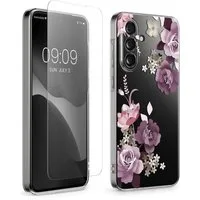 kwmobile Handyhülle Hülle für Samsung Galaxy A56 5G Handyhülle - Silikon, Case mit Schutzfolie Blumenblüten und Rosen Design