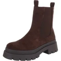 Ital-Design Damen Chelsea Boot mit Profilsohle und Blockabsatz Plateaustiefelette (92125252) Blockabsatz Stiefeletten in Braun