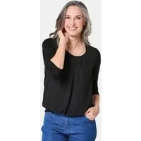 GOLDNER Shirtbluse Chiffon-Shirt mit 3/4-Arm, Rundhals Damen Sommerbluse, Halbarm, Feierlich, weich, Kunstfaser, Chiffon