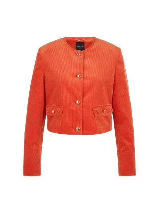 Marc Cain Collections - Kurze Cordjacke mit Schmuckknöpfen tigerlily - Gr. - 36