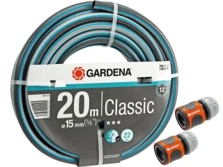 GARDENA Gartenschlauch-Set 18013-26 Classic, 20 m, 15 mm (5/8"), Schlauchverbinder 18215-20