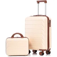 i@home Kofferset 14"/19" 2-teiliger Koffer, 4 Rollen, (2 tlg), ABS-Spinner-Kofferset mit Zahlenschloss & 14" Kosmetiktasche