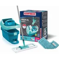 Leifheit Wischmopp Set Wischtuchpresse Profi XL mit Rollen, Bodenwischer mit micro duo, (5-St), Waschbare Bezüge, Wischbreite 42cm, Arbeitshöhe 146cm