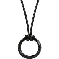 KARMA Kette mit Anhänger Halskette Herren mit Ring Schwarz Silber od. Grau (Herrenhalskette Geschenk für Ihn, Herrenschmuck Männer), Textilband Edelstahl 54 cm
