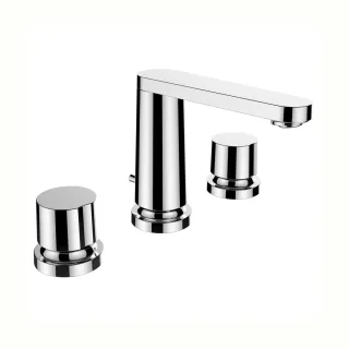 LAUFEN 3-Loch Waschtischmischer THE NEW CLASSIC Festauslauf Ausladung 130 mm mit Ablaufventil chrom HF900511100000