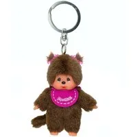 Monchhichi Plüschfigur Mädchen rosa Anhänger 10 cm Monchhichi Sekiguchi Schlüsselanhänger