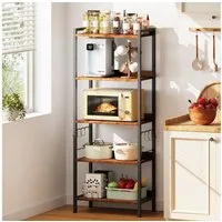 OUNUO Küchenregal 5 Ebenen Bücherregal Standregal mit S-Haken 60x35x165cm