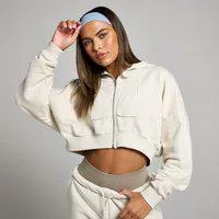 MP Damen Applique Kapuzenpulli mit verkürztem Schnitt mit Reißverschluss – Knochen - XXL