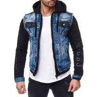 Cipo & Baxx Jeansjacke Herren Regular Fit Jacke Denim BA- im auffälligen Design mit Nieten und Zippern